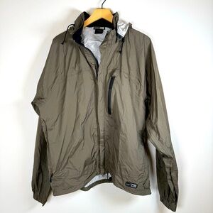 REI Men's Outdoor Trail Zip Up Windbreaker Rain Jacket Coat Army Green Size XL